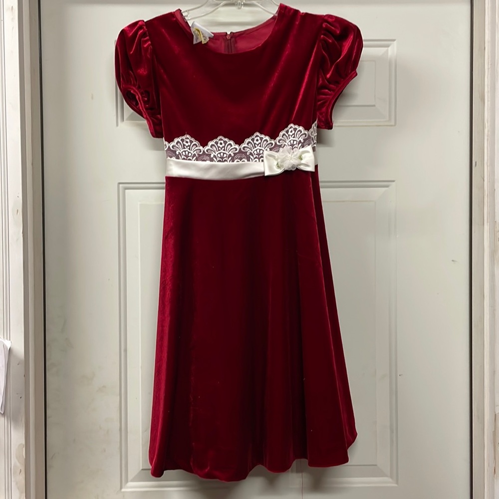 Girls red velvet dress